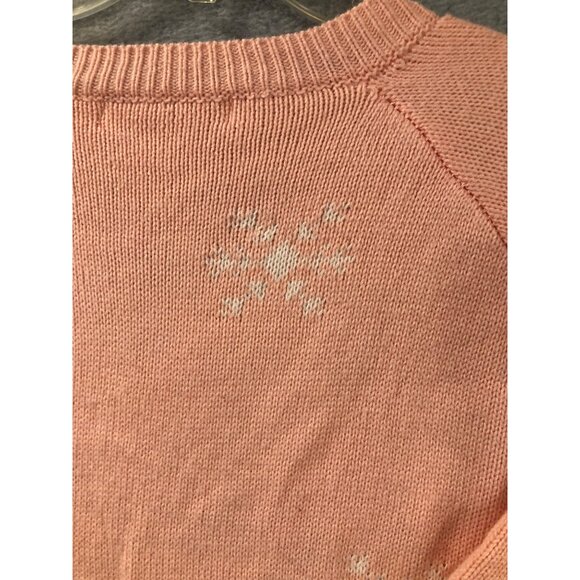 Christmas Sweater Size S Pink Cat Lady Black Snowflakes Cute Fun Oversized READ - Picture 2 of 8